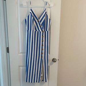 White & Blue Stripe Dress size Large